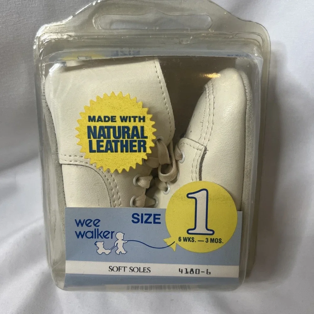 Wee Walker Soft Soles‎ Sz 1 White Shoes Infant Baby 6 Wks - 3 Months